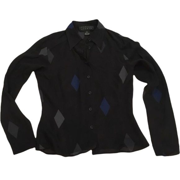 Vintage Tops - Vintage Black Finity Studio Silk Top